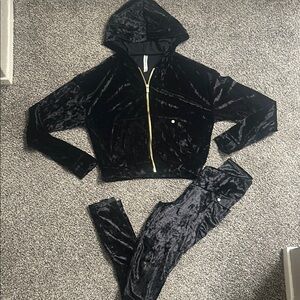 Black Velour Hoodie and Jogger Set